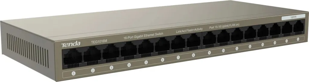 Switch rrjeti Tenda TEG1016M, 16 porta Gigabit Ethernet, metalik - 1