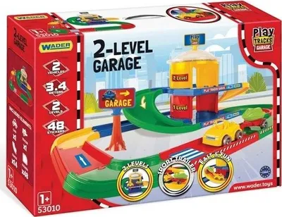 Garazh 2 nivele lodër Wader Play Tracks, 3.4m rrugë, me makina, shumëngjyrësh - 1