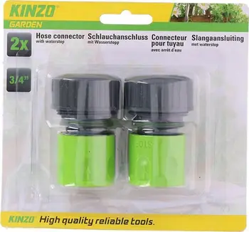 Konektor për zorrë uji Kinzo, set 2 copë, 3/4", jeshile