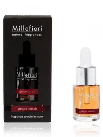 Vaj aromatik rrushi për shpërndarës dhe llambë aromatike Millefiori Milano Grape Cassis, 15 ml