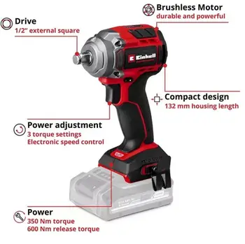 Motor brushless Einhell, 350 Nm, pa mirëmbajtje, i kuq