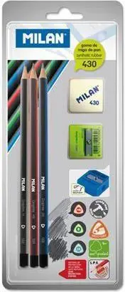 Set lapsash trekëndorë Milan 154505, 3 cope, me gomë dhe mprehëse katrore