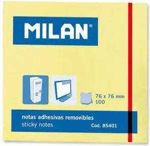 Shënues vetëngjitës Milan 76x76mm, 100 fletë, i verdhë