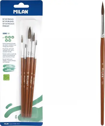 Set furçash pikture Milan Series 101, 5 copë, qime dhie, të rrumbullakta