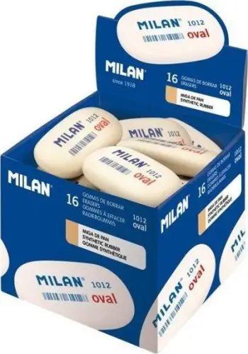 Gomë për laps Milan, 16 copë, e bardhë