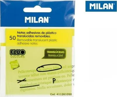 Fletëngjitëse Milan Self-adhesive Notes, 76x76mm, 50 fletë, fluo - 1