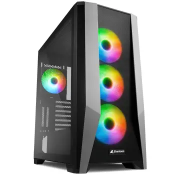 Kasë Midi Sharkoon TG7M, RGB, e zezë