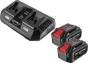 Set bateri me karikues Graphite Energy+ 58GE134, 2x 4Ah 18V, karikues i dyfishtë