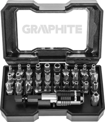 Set bitash Graphite Service 56H618, 32 copë, çelik S2, me kuti - 1