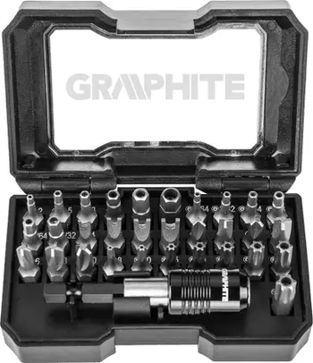 Set bitash Graphite Service 56H618, 32 copë, çelik S2, me kuti