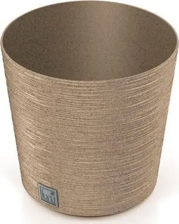 Vazo plastike Prosperplast Furu Round, 30 cm, me insert, kafe e çelët