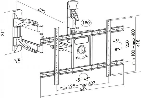 Mbajtës muri për TV Art AR-85, 32-70", 45 kg, i zi - 14
