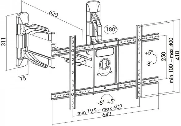 Mbajtës muri për TV Art AR-85, 32-70", 45 kg, i zi - 15