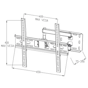 Mbajtëse për TV ART AR-53, 22"-55", 35KG, e zezë - 8