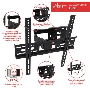 Mbajtëse për TV ART AR-53, 22"-55", 35KG, e zezë - 9