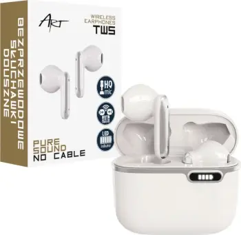 Kufje Bluetooth ART TWS BT HEADPHONES WITH HQ MICROPHONE, USB C, me mikrofon, të bardha