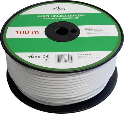 Art – Kabllo antene 100 m, e bardhë (AL-ROL-ANT02) - 1