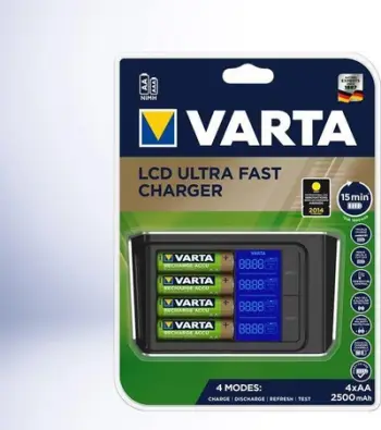 Karikues baterish Varta LCD Ultra-Fast-Plus, 4 AA, i zi