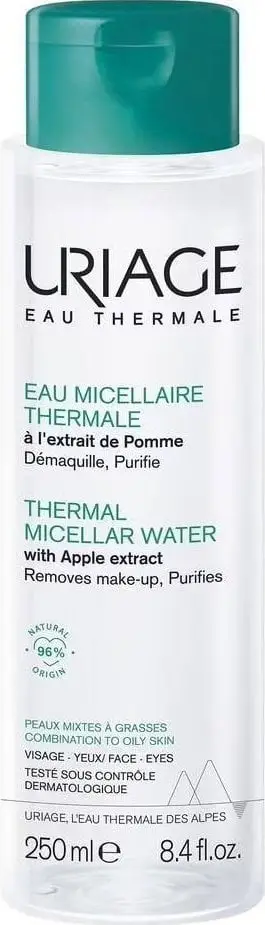 Ujë micelar për femra URIAGE Thermal Micellar Water për lëkurë të kombinuar dhe të yndyrshme, 250ml