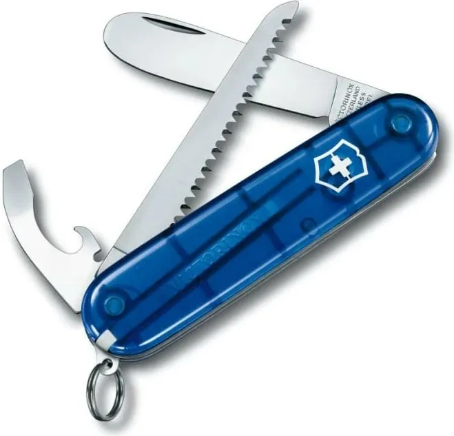 Thikë xhepi për fëmijë, Victorinox, My First Victorinox 0.2373.T2, 9 funksione, majë e rrumbullakosur, blu transparente - 1