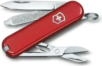 thikë xhepi multitool, Victorinox Classic SD (0.6223.3G), kompakte 58 mm, me gërshërë e lima thonjsh, e kuqe