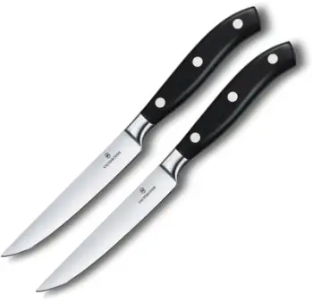 Thika për biftek Victorinox, e zezë e drejtë, set dy pjesë