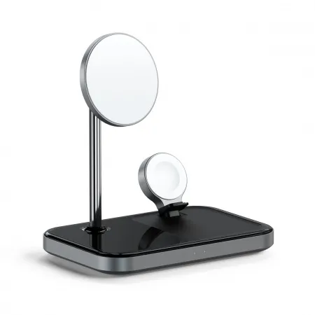 Mbajtëse karikuese Satechi Aluminium 3-in-1 Magnetic Wireless, e zezë - 1