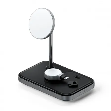Mbajtëse karikuese Satechi Aluminium 3-in-1 Magnetic Wireless, e zezë - 2