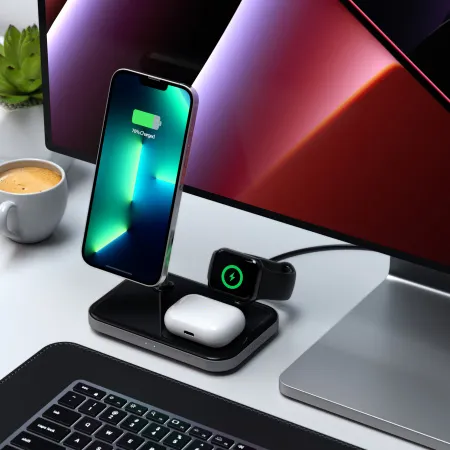 Mbajtëse karikuese Satechi Aluminium 3-in-1 Magnetic Wireless, e zezë - 6