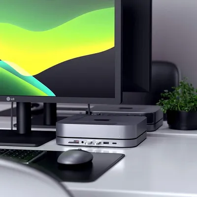 Mbajtëse dhe Hub Satechi USB-C për Mac Mini, e hirtë - 1