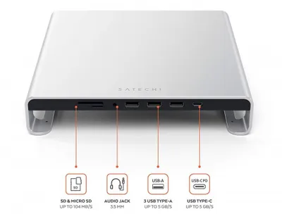 Mbajtëse Satechi Aluminum Hub për iMac, e argjendtë - 2