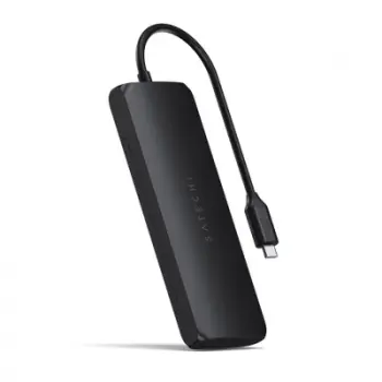 Përshtatës Satechi Aluminium USB-C Hybrid Multiport me kuti për SSD, i zi