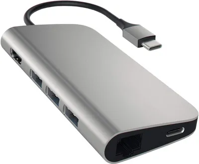 Përshtatës Satechi USB-C Multi-Port 4K Ethernet v2, i hirtë - 1