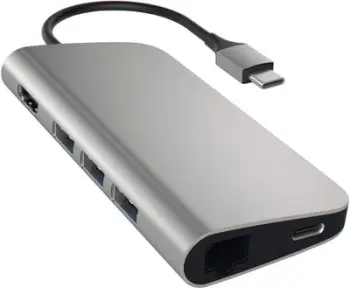 Përshtatës Satechi USB-C Multi-Port 4K Ethernet v2, i hirtë
