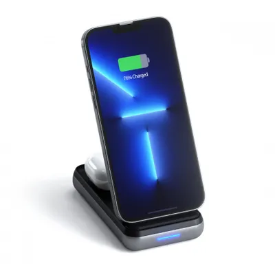 Mbajtëse karikuese Satechi Duo Wireless, e hirtë - 3