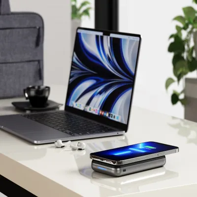 Mbajtëse karikuese Satechi Duo Wireless, e hirtë - 8
