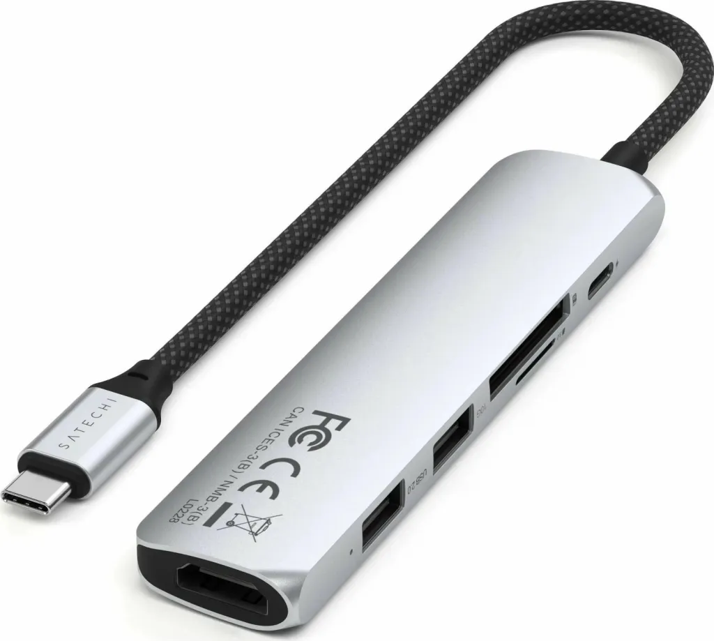 Hub USB-C Satechi 6w1 ST-P6S, 4K HDMI, i argjendtë - 2