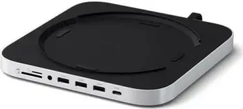 Stand dhe Hub Satechi për Mac Mini/Studio, 1x USB-C 3.2, 1x USB-A 3.2, 2x USB-A 3.0, 3.5mm jack, port micro/SD, NVMe/M.2 SATA SSD