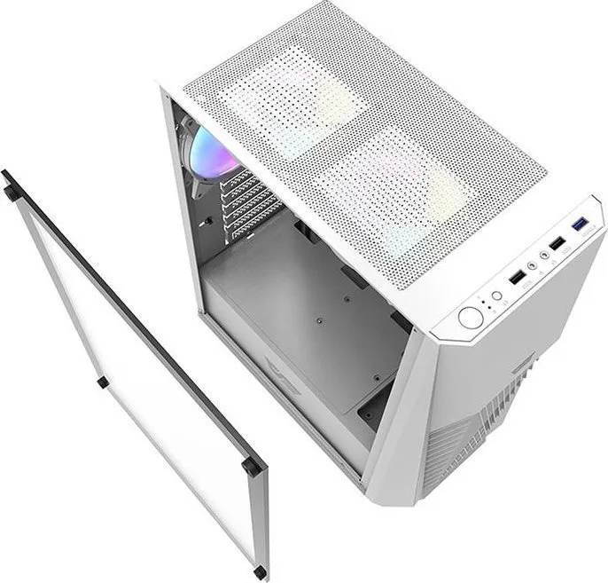 Kasë Darkflash DK150 RGB, e bardhë, Midi Tower - 5