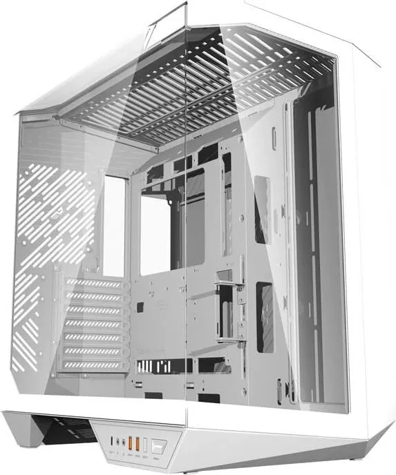 Kasë Darkflash DY470, Midi Tower, xham i temperuar, pa ventilatorë, e bardhë - 1