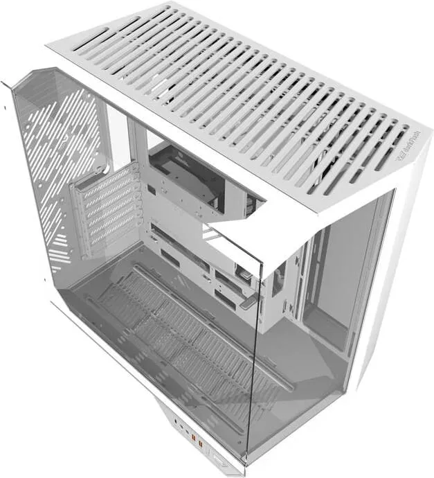 Kasë Darkflash DY470, Midi Tower, xham i temperuar, pa ventilatorë, e bardhë - 6