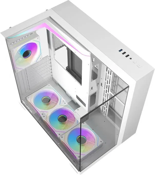 Kasë Darkflash TH285, ATX, 4 ventilatorë, xham i temperuar, e bardhë - 6