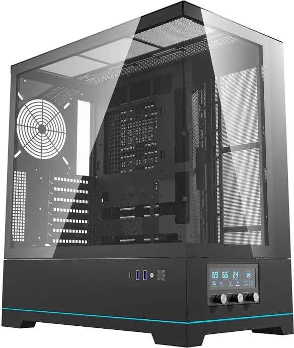 Kasë Darkflash DY451, Big Tower, pa ventilatorë, e zezë - 1
