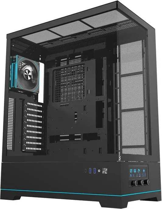 Kasë Darkflash DY451L PRO, Big Tower, me 1 ventilator, e zezë - 2