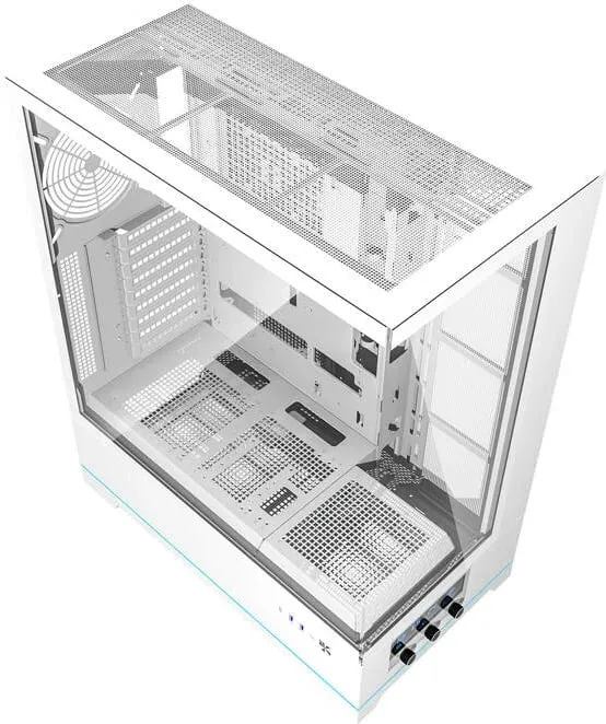 Kasë Darkflash DY451L, Big Tower, pa ventilatorë, ATX, xham i temperuar, e bardhë - 9