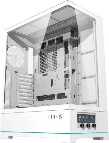 Kasë Darkflash DY451L, Big Tower, pa ventilatorë, ATX, xham i temperuar, e bardhë