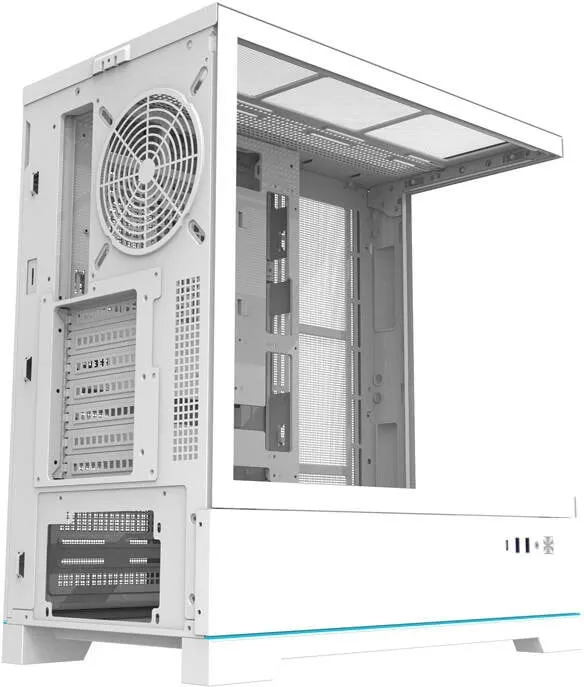 Kasë Darkflash DY451, Big Tower, pa ventilatorë, xham i temperuar, e bardhë - 6