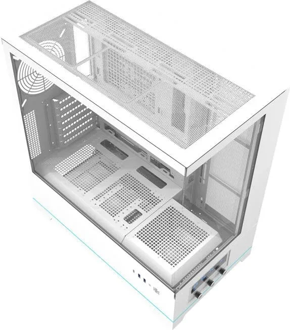 Kasë Darkflash DY451, Big Tower, pa ventilatorë, xham i temperuar, e bardhë - 8