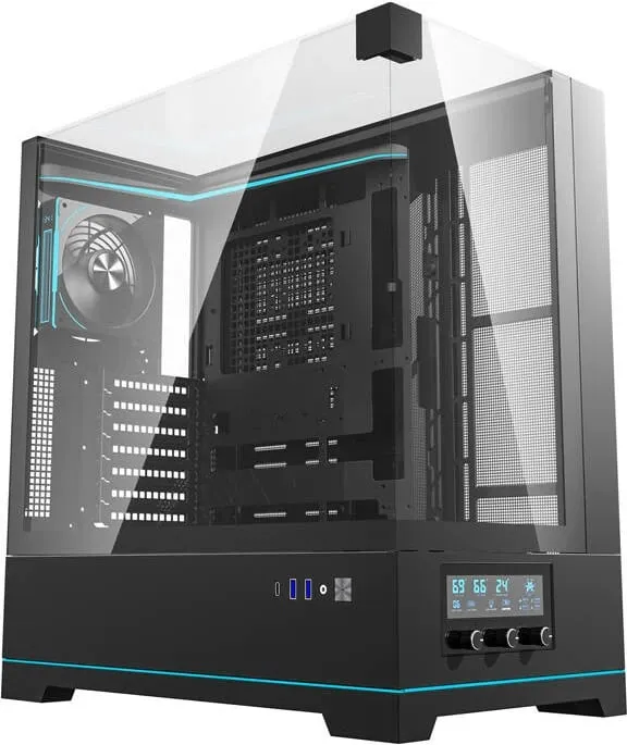 Kasë Darkflash DY450 PRO, Big Tower, ARGB, xham i temperuar, e zezë - 1