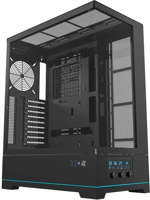 Kasë Darkflash DY451L, Big Tower, pa ventilatorë, ATX, xham i temperuar, e zezë - 1